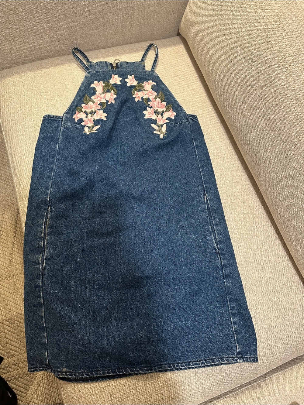 TOPSHOP Embroiderer Denim Mini Dress